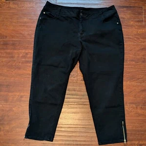 Lane Bryant Damen 20 Stretch schwarz Genius Fit Skinny Ankle Zip Jeans Biker Rock - Bild 1 von 9