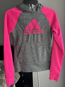 Adidas Climawarm Girl´s Long Sleeve Fuchsia & Gray Heather Hoodie L Large (14) - Picture 1 of 9