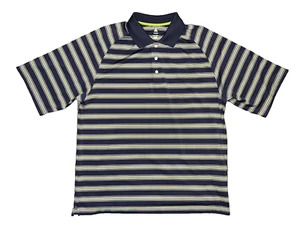Bolle Golf Tech Gray & Green Striped Polo Shirt Size L Large Men's Golf Preppy - Picture 1 of 3