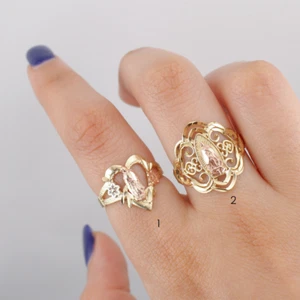 10k Yellow Gold Virgin Mary Cross 10KT REAL Gold Womens Ring Religious Ring - Picture 1 of 3