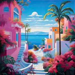 Acento mediterráneo y decoración azulejos poderes de rayos arte paisaje marino OB-RPA442aAT - Imagen 1 de 2