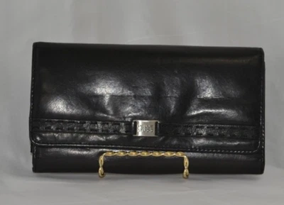 Cartera Pelle Studio Negra Wilson Cuero Triple Cambio Sección Organizador Grande Foto 1 de 4