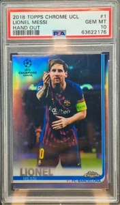 2018 Topps Chrome UEFA CL Lionel Messi Variation Hand Out SP Silver - PSA 10 - Bild 1 von 2