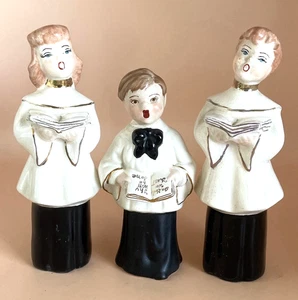 Vintage Mid Century Singender Chor Altar Jungen & Mädchen 3 handbemalte Keramik - Bild 1 von 5