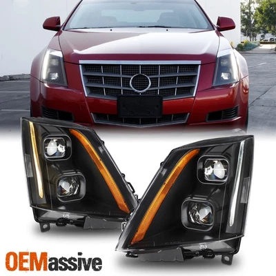 For 2008-2014 Cadillac CTS Dual Projector Switchback LED Headlight Left+Right - Image 1 of 4