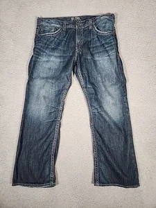 Silver Jeans Mens 41x31 Blue Gordie Relaxed Fit Straight Mid Rise Denim - Picture 1 of 13