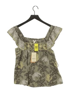 Monsoon Women's Top M Green Floral 100% Cotton Sleeveless Square Neck Basic - Picture 1 of 5