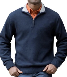 EDWARDS Quarter Zip Jersey Strick Pullover Herren XL Navy Blau - Bild 1 von 8