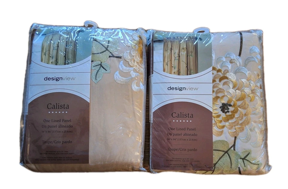 Dos paneles de cortina Designview Calista 54"x84" color topo/colorido bordado floral  Foto 1 de 4