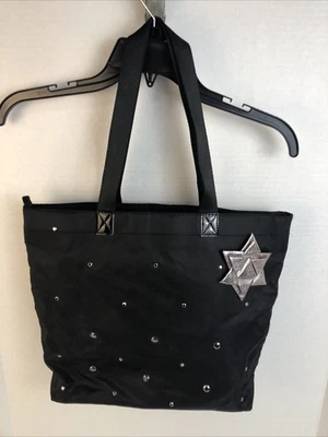 Bath & Body Works большой черный блестящий сумка с короткими ручками/сумочка w/карман и молния - Изображение 1 из 4