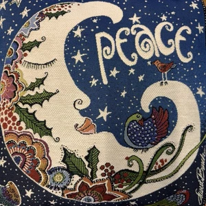Laurel Burch PEACE Moon Tapestry Pillow Velvet Celestial Stars Christmas 18" - Picture 1 of 5