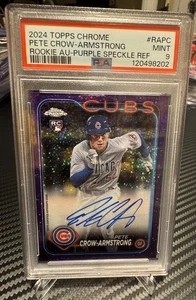 2024 Topps Chrome PETE CROW-ARMSTRONG RC Auto /299 Purple Speckle Rookie PSA 9 - Picture 1 of 8