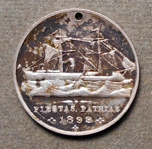 Peru: Fiestas Patrias, 1899 (Ship)   Callao, Comite Patriotico (Peru Arms). Sil - Picture 1 of 2