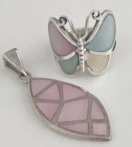 Lote de 2: 1 x anillo mariposa vintage de plata de ley 925, 1 x dije - Imagen 1 de 24