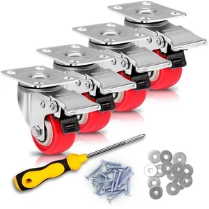Caster Wheels 2 Inch Casters Set of 4 Heavy Duty Casters Quiet Non-Marking Lo... - Picture 1 of 7