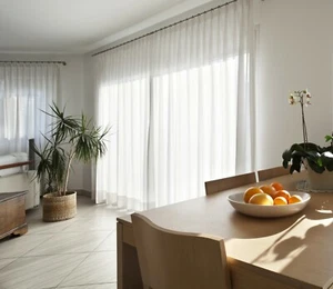 Curtain Snow Voile 300 cm drop Sheer Fabric Seamist WHITE buy per metre - Picture 1 of 6