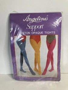 Vintage Angelina Cotton Opaque Tights Support Style 747 One Size 100-165 lbs NOS - Picture 1 of 5
