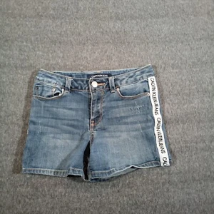 Calvin Klein Jean Shorts Girl 12 Blue Denim Causal Everyday Spellout Logo Preppy - Picture 1 of 18