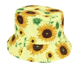 New Yellow Sunflower Bucket Hat Adult Summer Shade One Size Sunflowers Women's - Picture 1 of 1