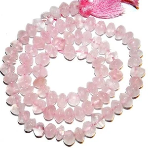 "Platillo de cuarzo rosa de 6 mm - 7 mm corte a mano rondelle cuentas de piedras preciosas naturales de 14"" NG2098" - Imagen 1 de 1
