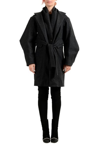 Dsquared2 Cappotto base donna grigio lana cintura US XS IT 38