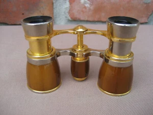Jason Theatre Glasses 3X Gold Color Small 2"x3-1/2" Vintage Binoculars FRANCE - Picture 1 of 12