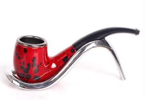 Durable Resin Curved handle Solid wood Smoking Tobacco pipe Cigarette Pipes Gift