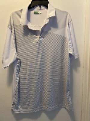 Ben Hogan men's large golf shirt white with green stripes - Image 1 of 4