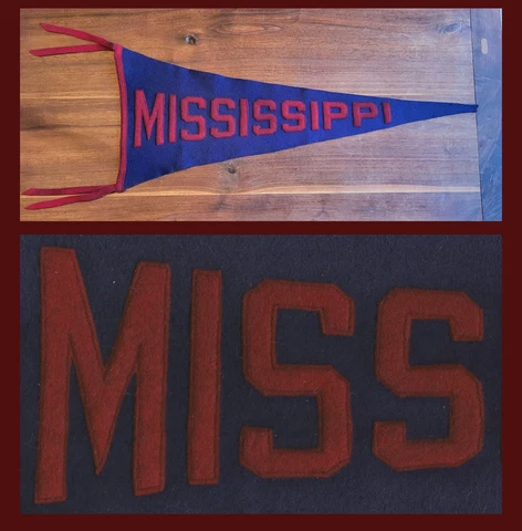 VINTAGE 1920’S University of Ole Miss Rebels Football Pennant! SEWN LETTERS! WOW Cover