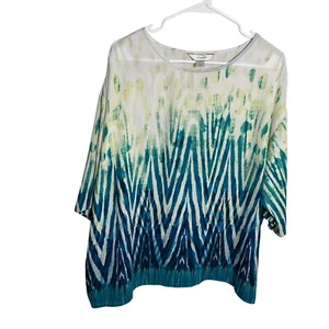 Blusa CJ Banks Para Mujer 1X Colorida Chevron Estampada Transparente Informal Camisa Prenda para el torso - Imagen 1 de 9
