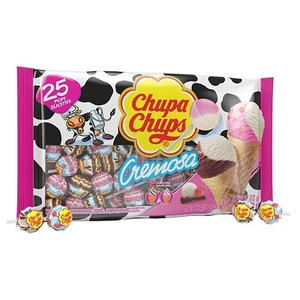 Chupa Chups (1) Bag Cremosa Lollipops Candy 2 Ice Cream Flavors - Strawberry and