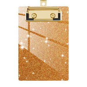 Acrylic Clipboards Fashion Glitter Clip Board with Low Profile Gold Clip Desi... - Picture 1 of 6