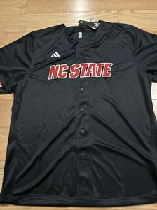 Adidas NCAA NC State Wolfpack Retro Baseball Jersey Sz L IN2010 Black Men NWT - Picture 1 of 7