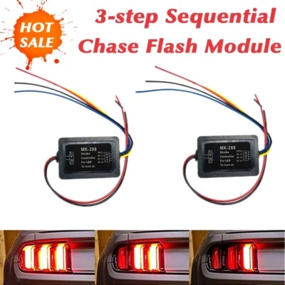 3-Step Sequential Dynamic Chase Flash Module Boxes Front/Rear Turn Signal Light - Image 1 of 4