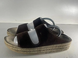 Fitflop Unisex Size 9/43 Dark Brown Faux Suede Slip on Slide Sandals -E28 - Picture 1 of 7