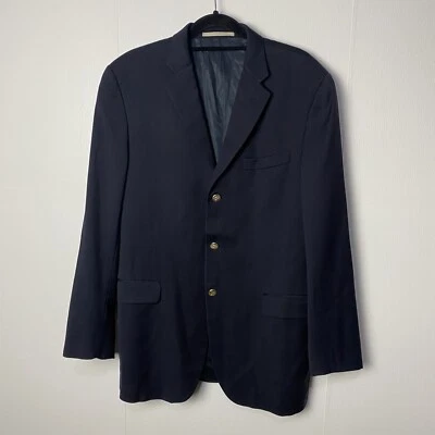 Blazer de lã Burberry London masculino azul marinho dourado botões tamanho 42 longo. - Imagem 1 de 4