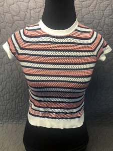Forever 21 -Striped Preppy Knit  Style Crop Top-Stretchy ~Size 11/12 Unworn - Picture 1 of 5