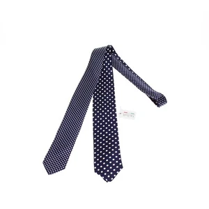 Italo Ferretti NWT Two in One Neck Tie in Blue with White Polka Dots 100% Silk - Picture 1 of 11