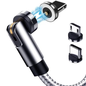 Terasako Magnetic Charging Cable 5-Pack (3/3/6/6/10FT), 540° Rotating Silver - Photo 1/5