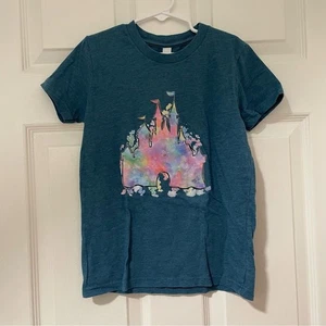 Bella canvas Disney castle Kids Teal Castle Graphic T-Shirt - Picture 1 of 3