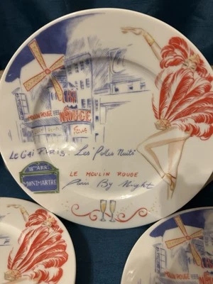 Revol Porcelain Plates - France Limoges -7.5” Moulin Rogue Scene - Show Girl - 3 - Image 1 of 4