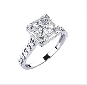 950 Platinum Diamond Woman Engagement Ring VS1 IGI Lab Created 1.30 Ct Princess - Picture 1 of 12