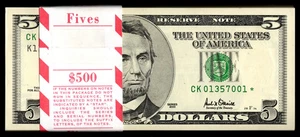 $5 2001 FRN STAR PACK - 100 CONSECUTIVE Dallas Big Head in BEP Strap Superb Gem - Picture 1 of 2