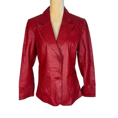 MetroStyle Jacket Womens Size 12 Red  Leather Notched Lapel Western Festival - Image 1 of 4
