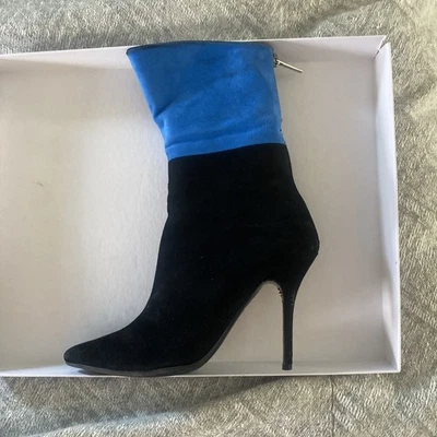 Christian Dior Women's shoes Reverso Bootie Black / Blue Suede Ankle size 38 - Image 1 of 4