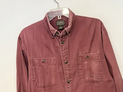 DISTRESSED CE Schmidt Workwear Mens Shirt Size Medium Maroon (USED Mechanic Top) - Image 1 of 4