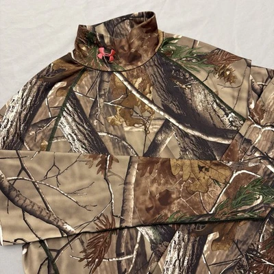 Under Armour Shirt Women XL Scent Control Camo Fitted ColdGear Hunting Mock Neck - Image 1 of 4
