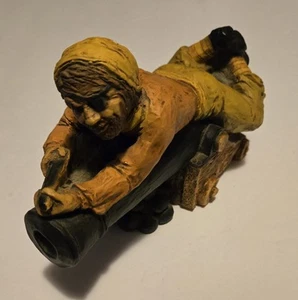 Vintage Rare 1981 Orzeck Pirate On Cannon Chalk Art Chalkware Figurine American - Picture 1 of 7