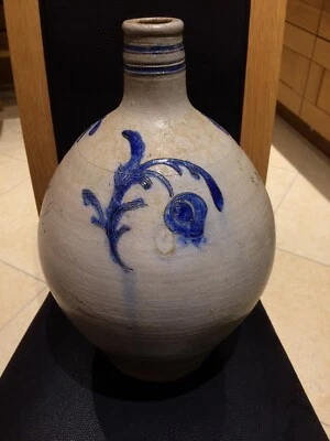 tres belle et ancienne cruche gravé fleur de lys , 7 l, art populaire alsace - Photo 1/4