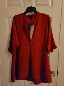 NWT ZoZo Carmine Red/Orange Tunic Blouse $118 XL - Picture 1 of 3
